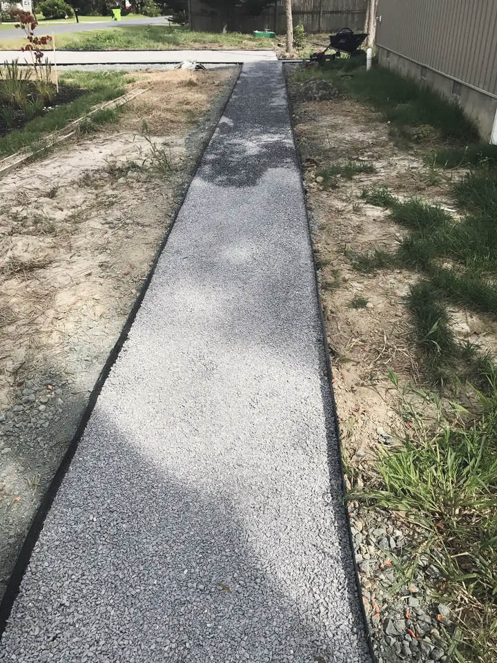 A long stone base run, set to grade