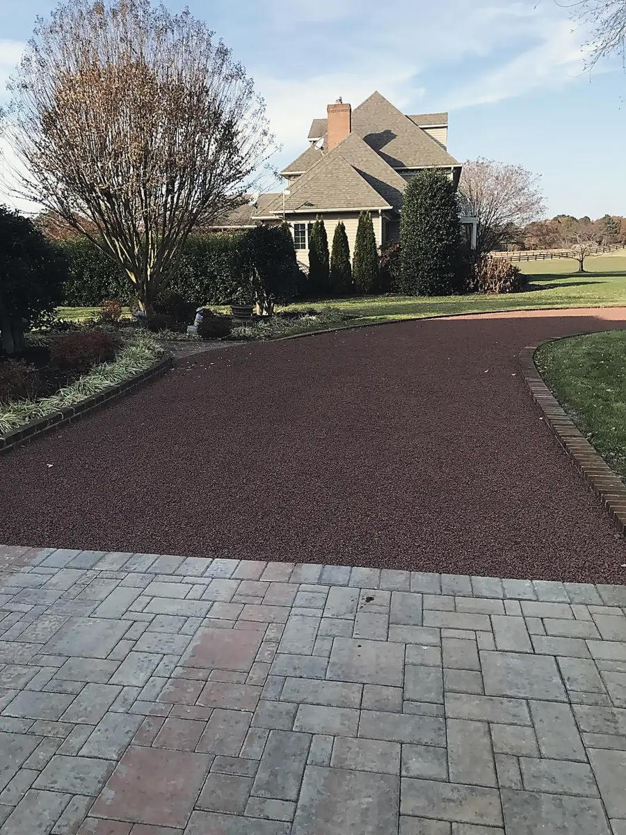 Red tar and chip, brick border
