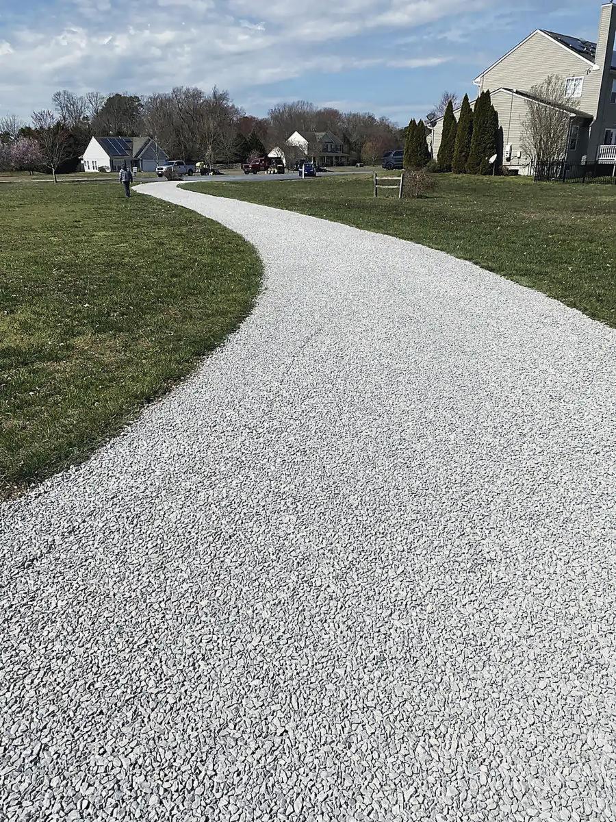 Winding white stone drive