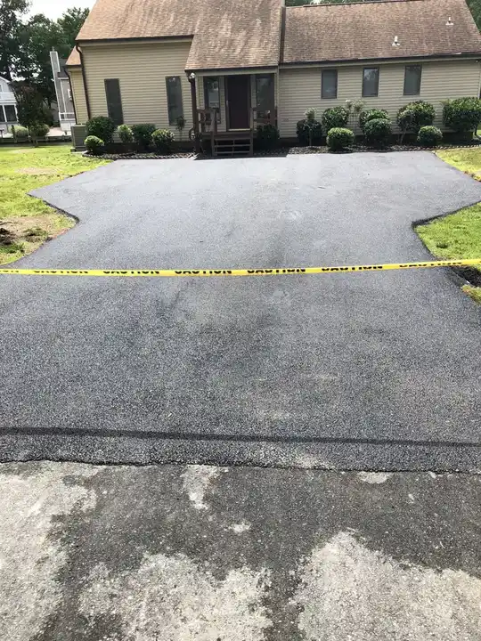 Driveway Paving Finished Drive Taped Off To Cure Federalsburg Md
