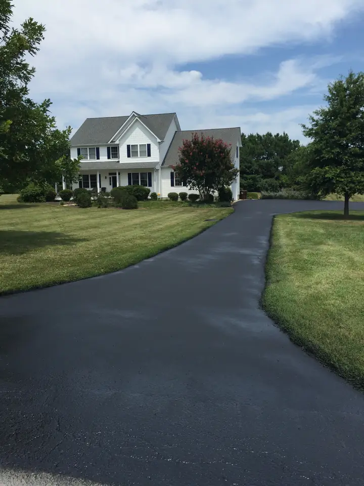 Sealcoating Sealed Curved Drive To Two Story Home Federalsburg Md